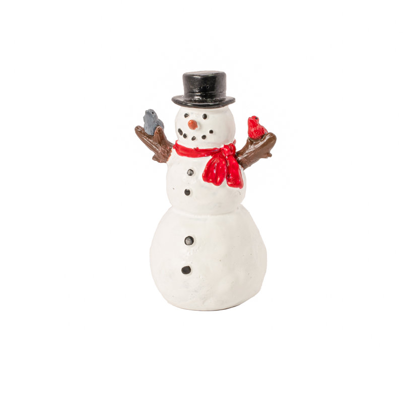 Accessoires de village de Noël - bonhomme de neige et oiseau