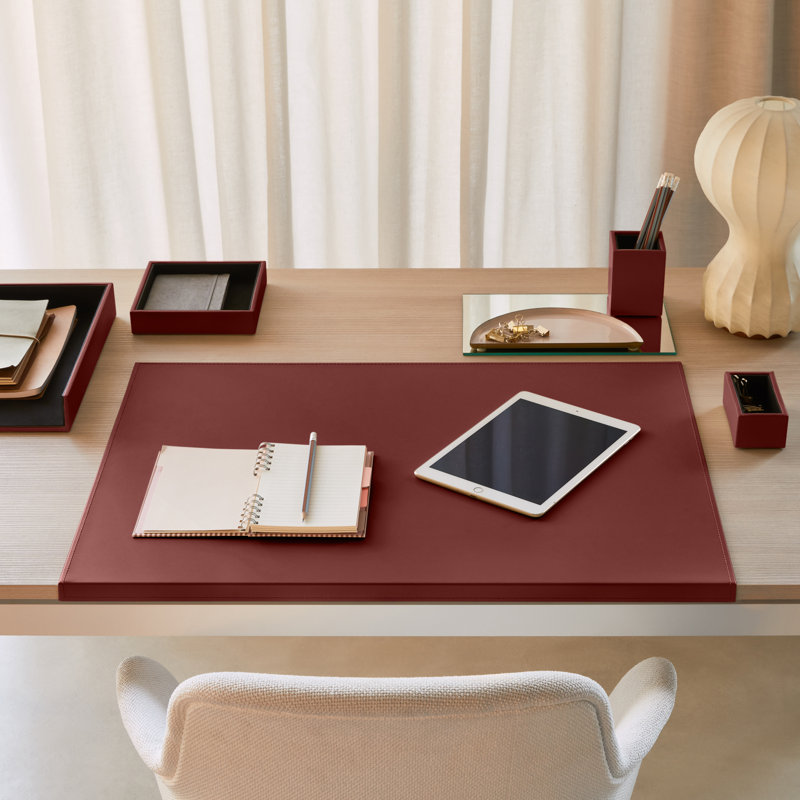 Avyay Leather Desk Pad, Burgundy Red