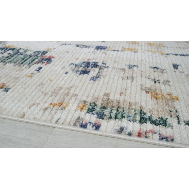 Beaux 8' x 10' Blue and Orange Abstract Synthetic Rug