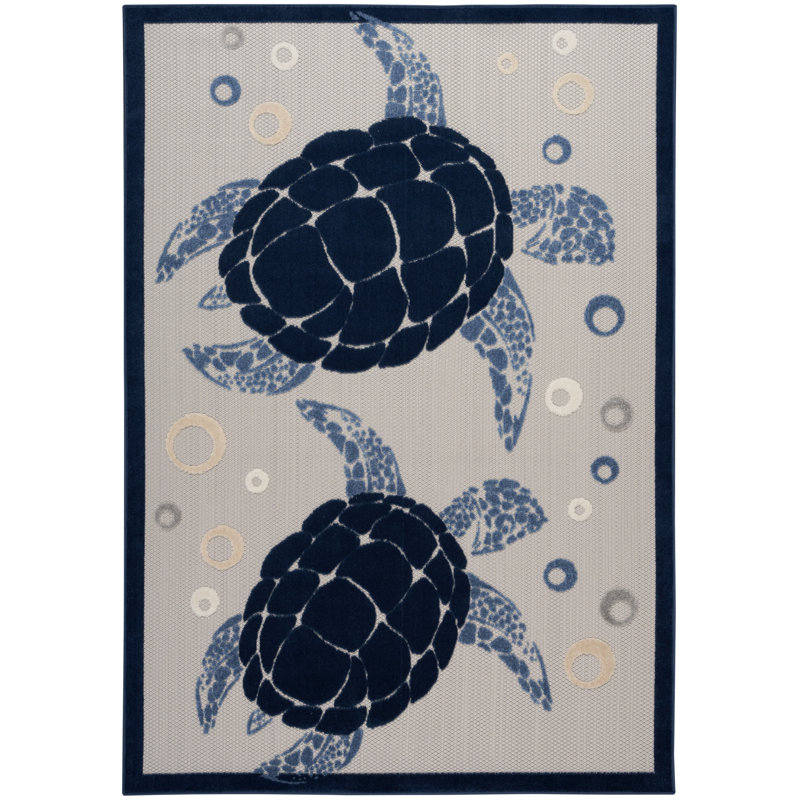 Tapis intérieur / extérieur bleu / gris / bleu marine, Rectangle 6 pi x 9 pi