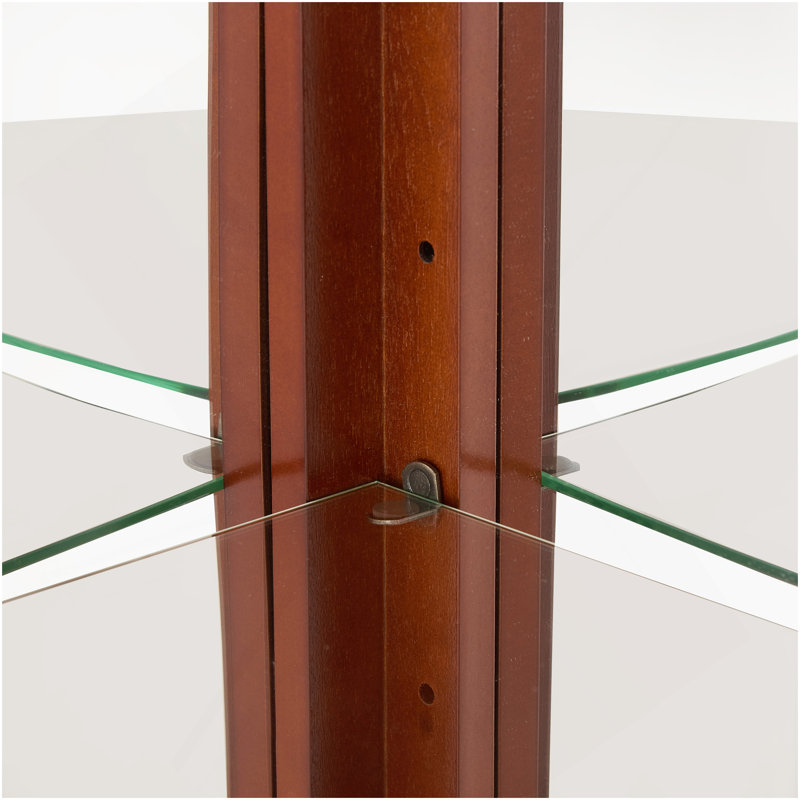 Vitrine d'angle avec 5 tablettes et système d'éclairage, noyer (ampoule E26 non incluse), Noyer