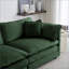 Canapé modulaire 2 places avec repose-pieds | Structure en bois massif | pour les petits espaces de vie | Vert sauge | Chenille