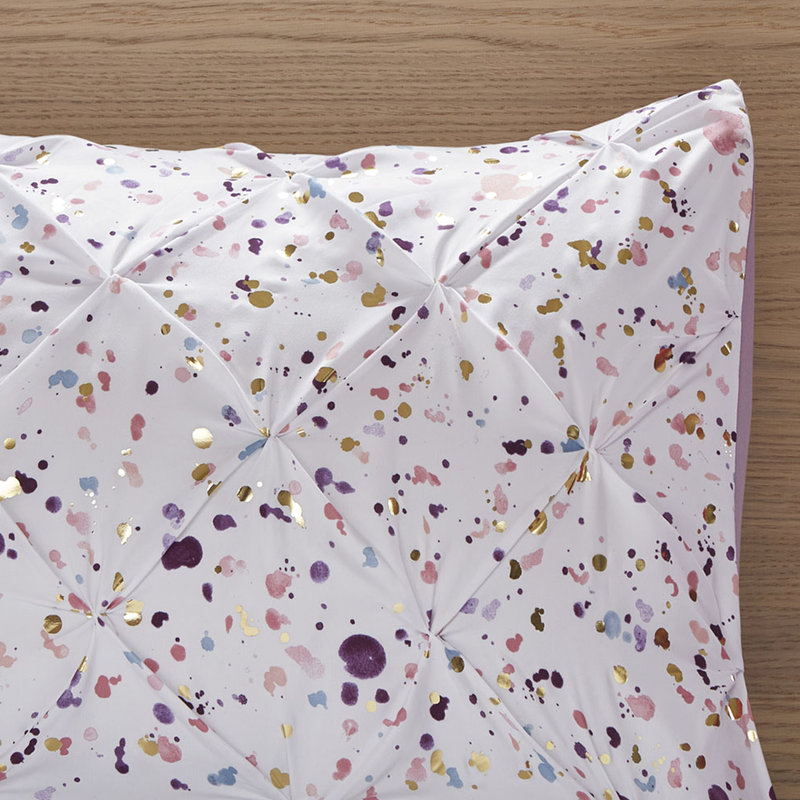Imprimé prune métallique et édredon pour un lit double / grand lit étincelant avec des nervures intrigantes, Blanc