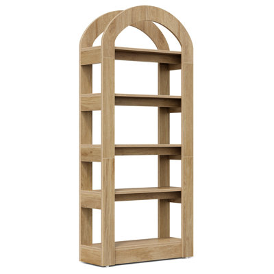 Bibliothèque moderne en bois de teck à 5 niveaux pour la maison et le bureau
