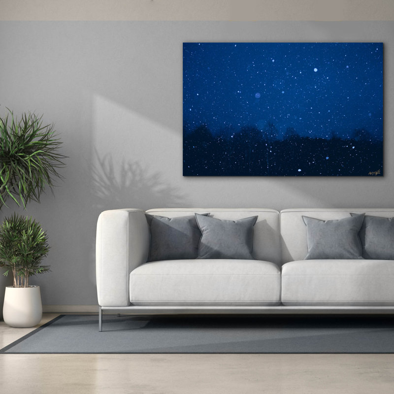  «Blue Night Winter Forest 2» par Life BeautifuLEE, art mural sur toile, 60 po x 40 po, H 40 po x l 60 po