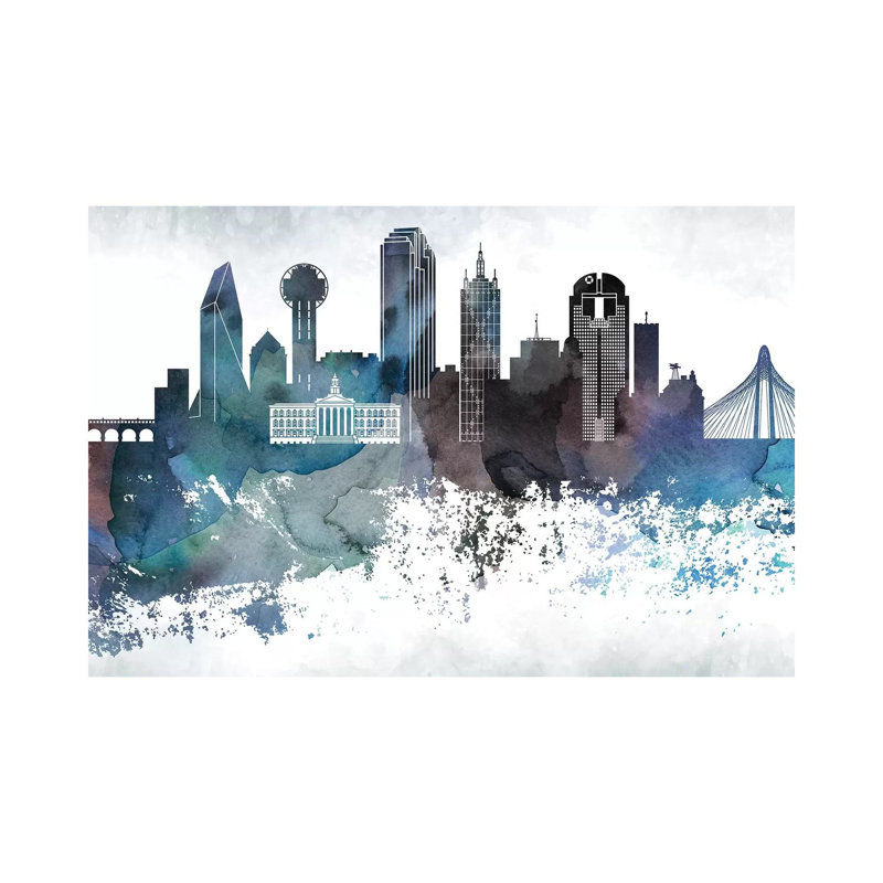 Dallas Bluish Skylines - Print on Canvas, 45.72cm H x 66.04cm W x 3.81cm D, Wrapped Canvas