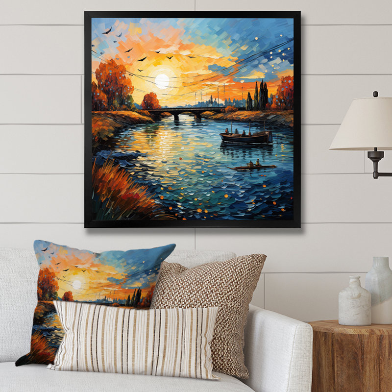 «Vangogh The Bridge At Arles II - Vangogh Wall Art» par Vincent Van Gogh, peinture, H 24 po x l 24 po x P 1 po