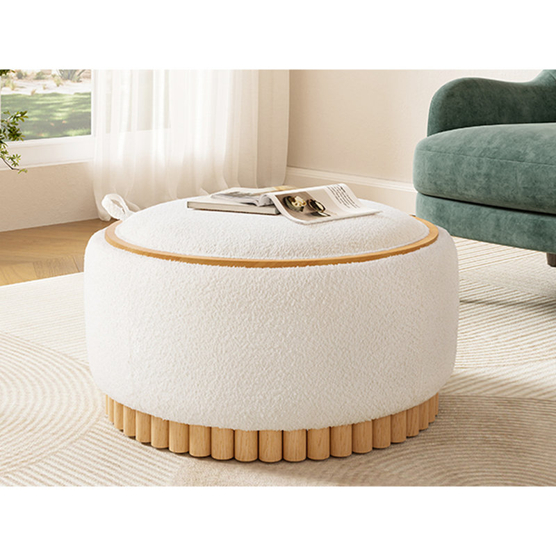 Couvercle à boucle double 29 po, double usage, pieds en bois massif, fonction de rangement, convenant à un espace de vie avec revêtement rembourré réversible et table basse