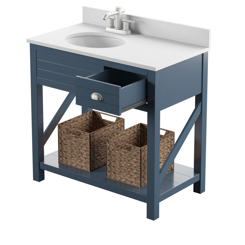 Ensemble de meuble-lavabo simple 36 po Lazenby, Bleu des fontaines