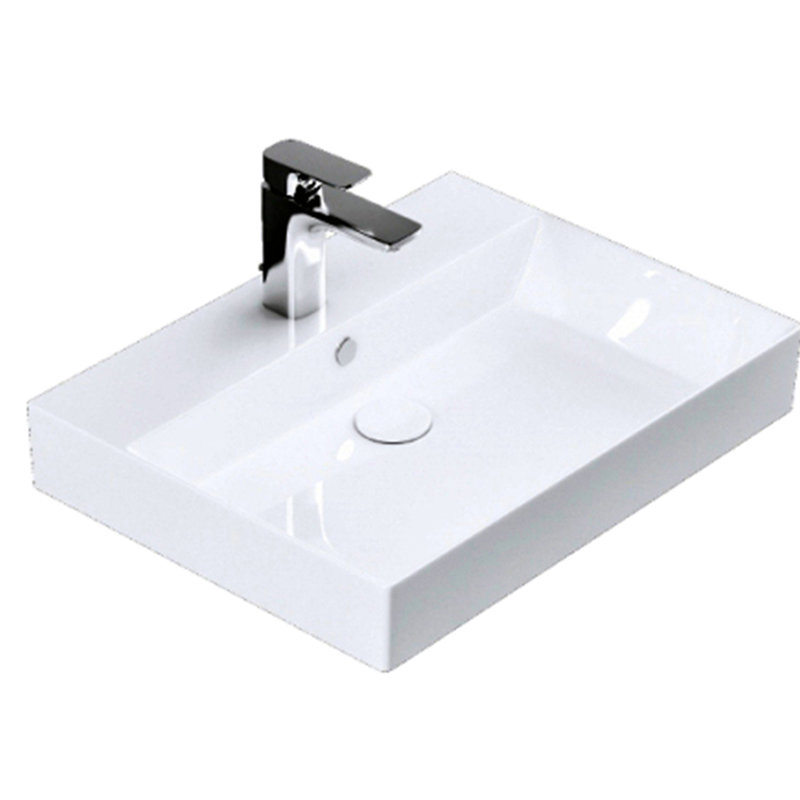 23.6'' L Bathroom Sink, Single Hole, Gloss White