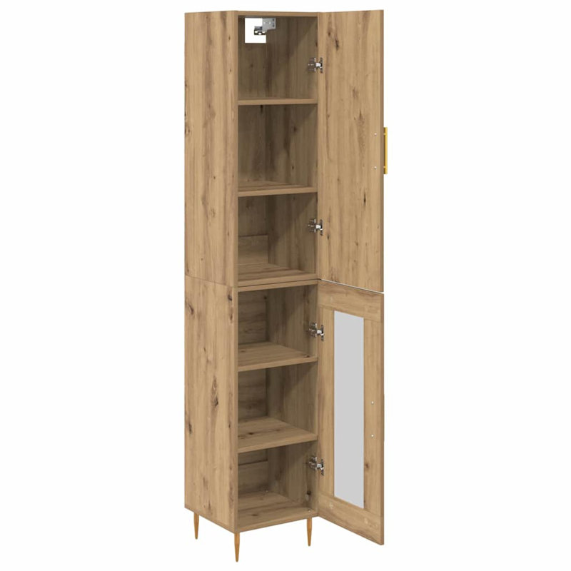  Highboard 2 Pcs Black Oak Engineered Wood, Artisan Oak