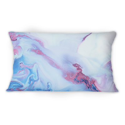Bleu et rose, marbre, art liquide I - Coussin décoratif imprimé moderne 1