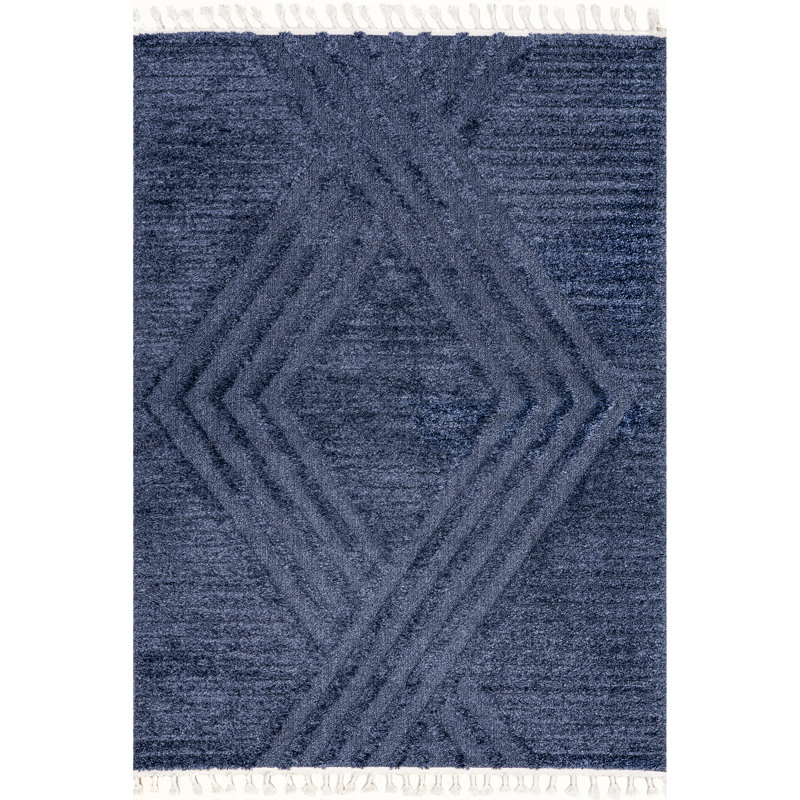 Risette Geometric Shag Tassel Area Rug, Rectangle 5' x 8'