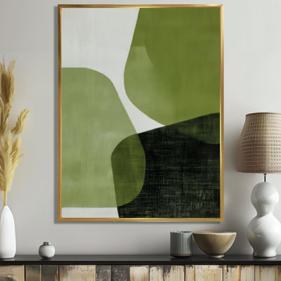 «Minimalisme vert avec formes simples de noir», impression sur toile, art mural minimaliste vert
