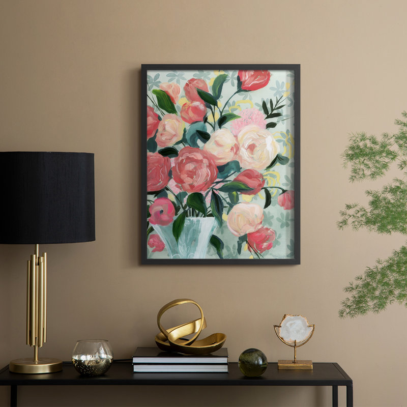 Painted Posies I Framed Print - Solid Wood, H 21 po x l 17 po, Black