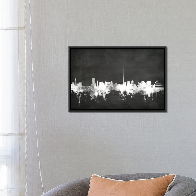 Blackboard Skyline Series: Dublin, République d'Irlande, impression sur toile tendue, H 18 po x l 26 po x P 1,5 po
