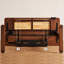 Bureau rectangulaire en noyer massif avec 2 tiroirs-130205189