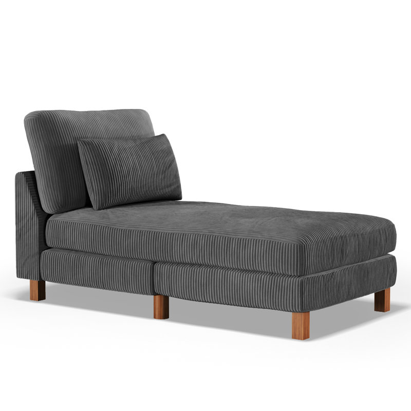 Upholstered Chaise Lounge, Grey