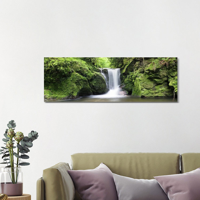 Geroldsau Waterfall, Forest, Baden-Wurttemberg, Germany 1 Piece Wrapped Canvas Panoramic Wall Art