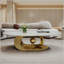 Table basse moderne avec base sculpturale en acier inoxydable-387475365