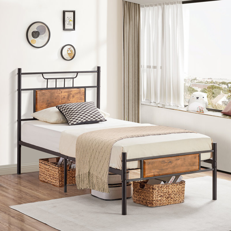 Twin Bed Frame, Single (3'), Rustic Brown