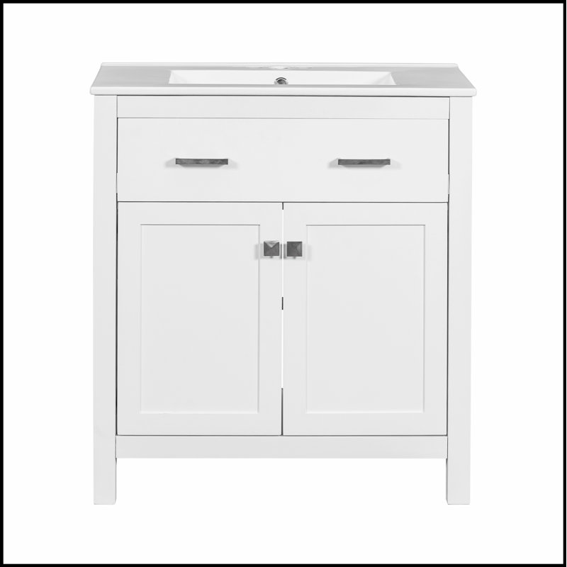 Meuble-lavabo mural moderne de 24 pouces avec 2 tiroirs, vert - idéal pour les petites salles de bain et un rangement efficace