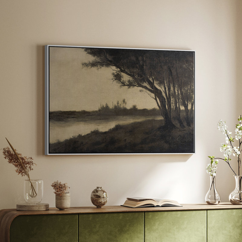 Paysage rétro - DCLxx III, Toile encadrée flottée blanche, H 27 po x l 41 po x P 1,5 po