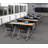 Tables Training Meeting Seminar Classroom 5Pc Beech Folding Industrial Caster Z-Base. Tables Connect.  Modesty Panel, Shelf, Power+Usb Outlet. Fold+Nest For Storage (Seating Not Included).