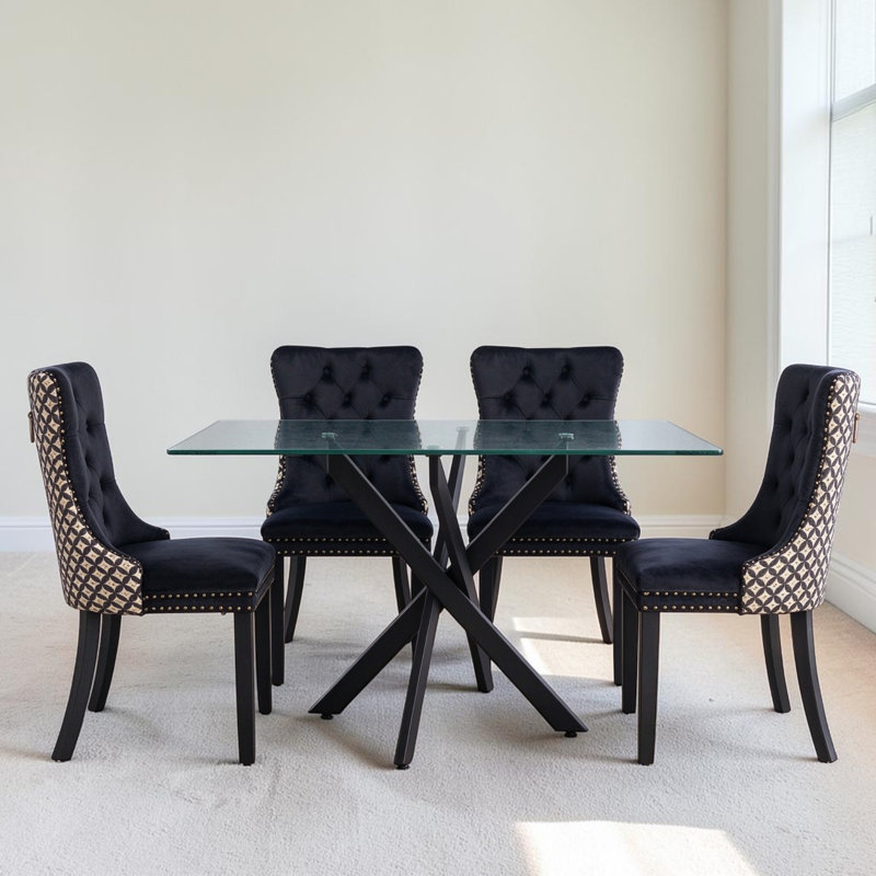 Meachum Dining Set, Green/Gold, Gold