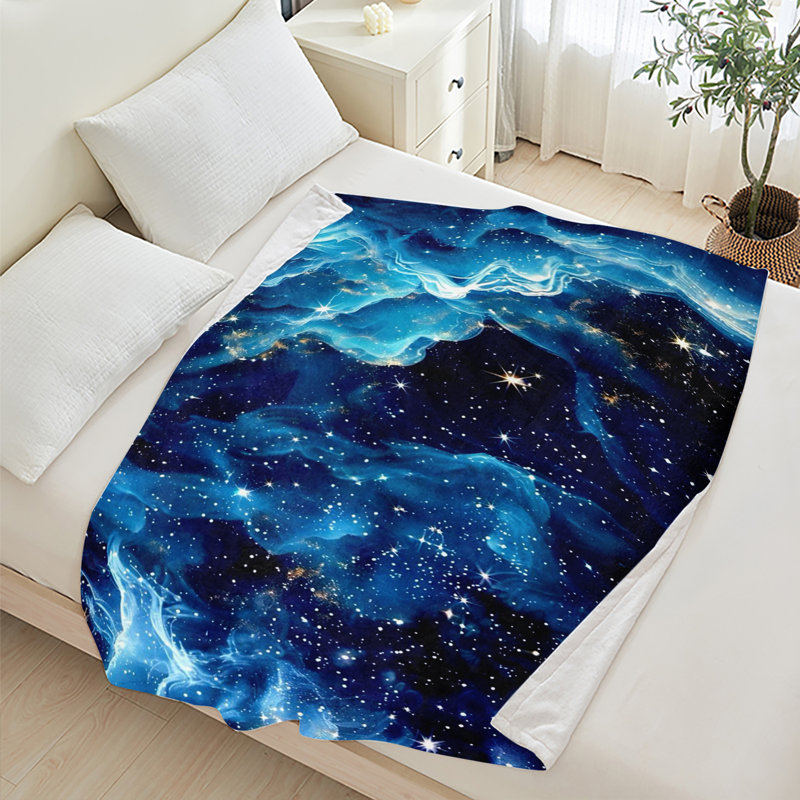 Plaid en flanelle polaire JYK, léger, respirant, doux et chaud en microfibre pelucheuse, 127 x 152 cm, motif de fleurs cascade Aurora