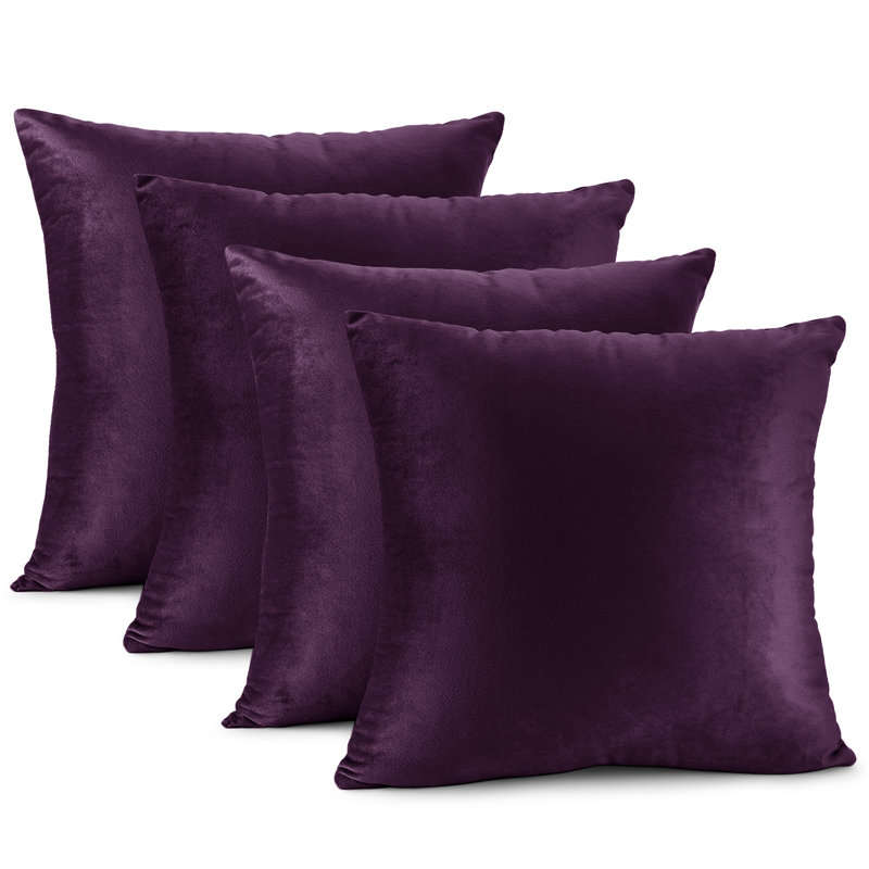 Velvet Reversible Pillow Cover, 20"H x 20"W, Eggplant Purple