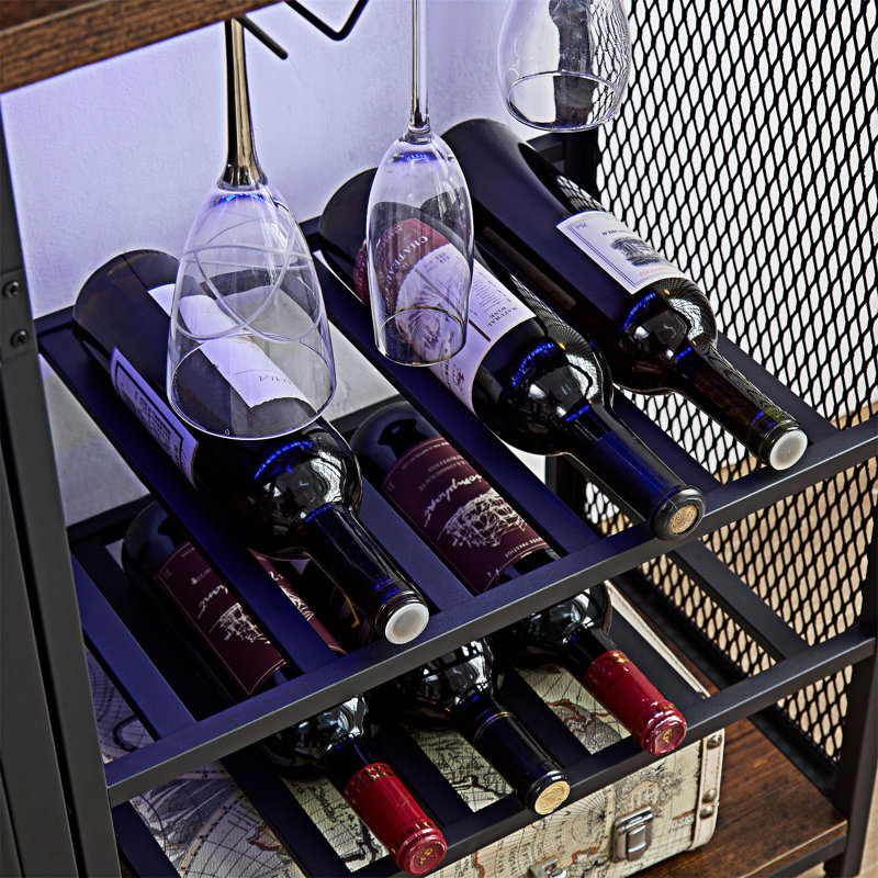Coffee Bar Cabinet with LED Lights and Ample Storage