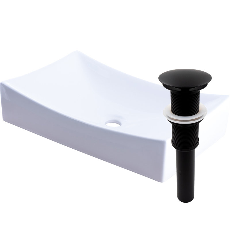 Novatto 21.75'' Porcelain Rectangular Bathroom Sink, White, Matte Black