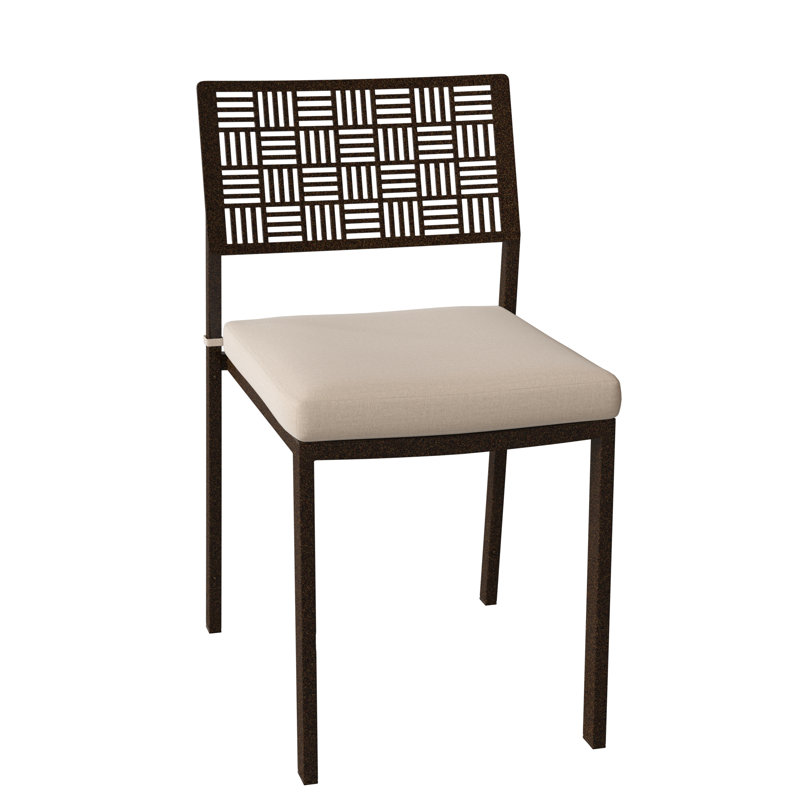 Chaise d'appoint empilable pour patio, Toile toile Sunbrella® Bird's Eye, Châtaignier brun