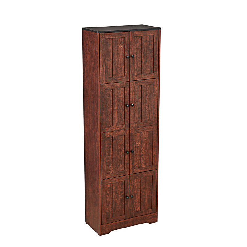 Grande armoire de rangement avec 8 portes et 4 tablettes, Noyer