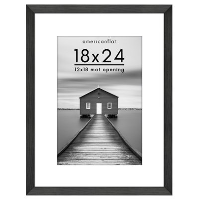 Picture Frame - Americanflat Frame with Mat - Wide Moulding - Shatter-Resistant Glass