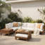 Canapés de patio avec rangement, ensemble moderne 8 pièces en bois d'acacia pour la cour