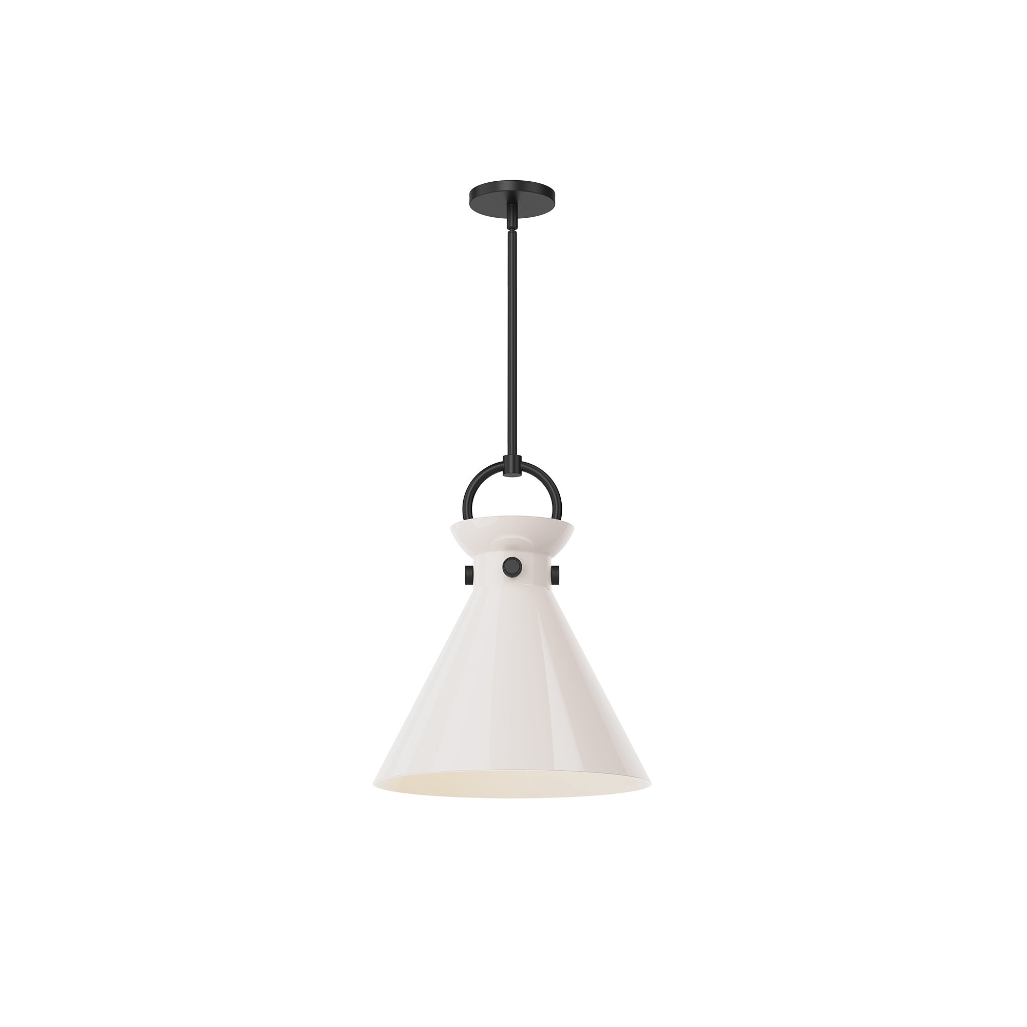 Tiney Single Light Glass Steel Pendant, Matte Black, 17" H x 14" W x 14" D