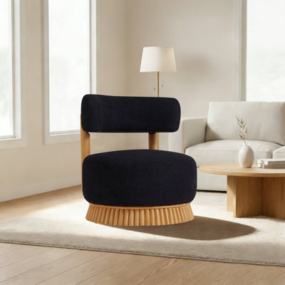 Chaise longue rembourrée Modern Boucle avec base en bois massif pour le salon, la chambre à coucher ou le bureau