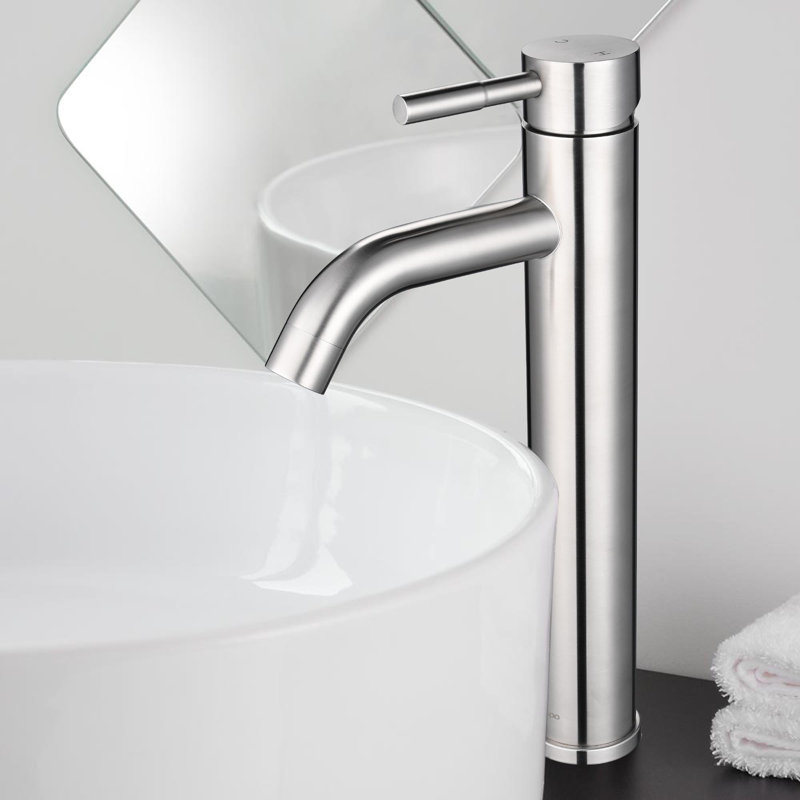 Robinet pour salle de bain à poignée simple Aquaterior, Nickel brossé