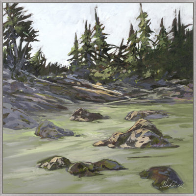 «Trees by the Bay» par Nathan Turner - peinture sur toile à cadre flottant