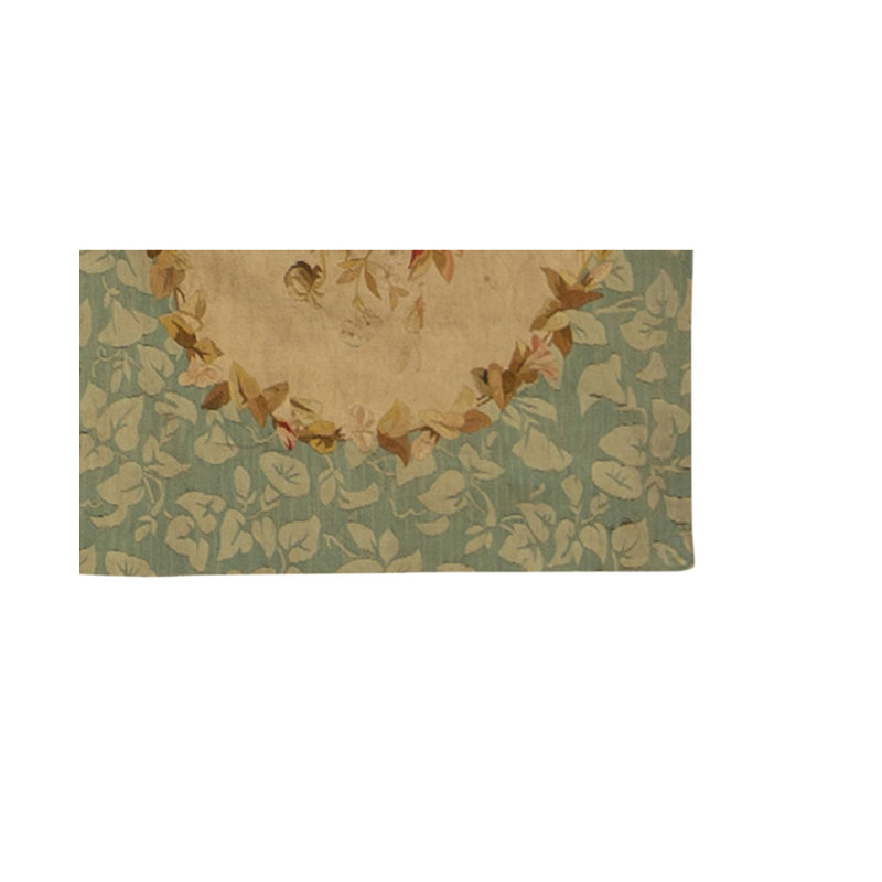 Tapis crème, vert et rouge noué à la main de haute qualité