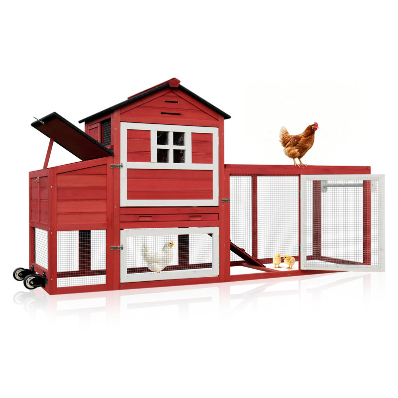 Cage à poules avec poulailler et poulailler, Red