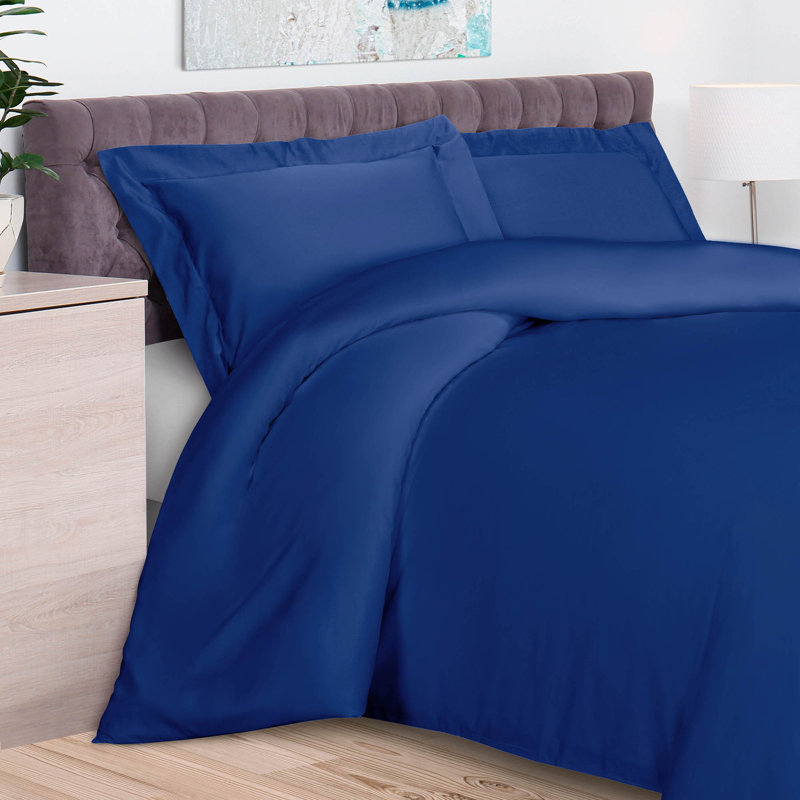 Modern & Contemporary Sateen Duvet Cover, Ivory, Full Duvet Cover + 2 Standard Shams
