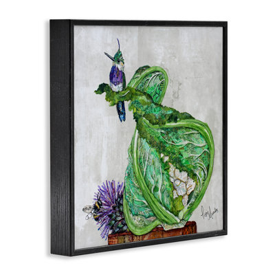 Hummingbird on Cauliflower Framed Giclee, design by Lisa Morales
