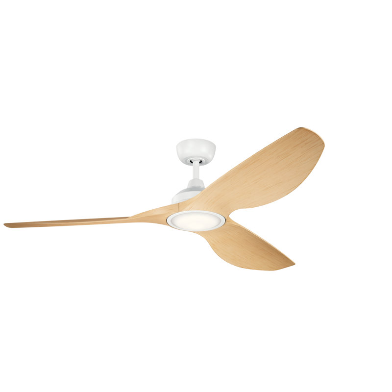 Kichler Imari 65" 3 - Blade LED Propeller Ceiling Fan with Wall Control and Light Kit Included, Matte White