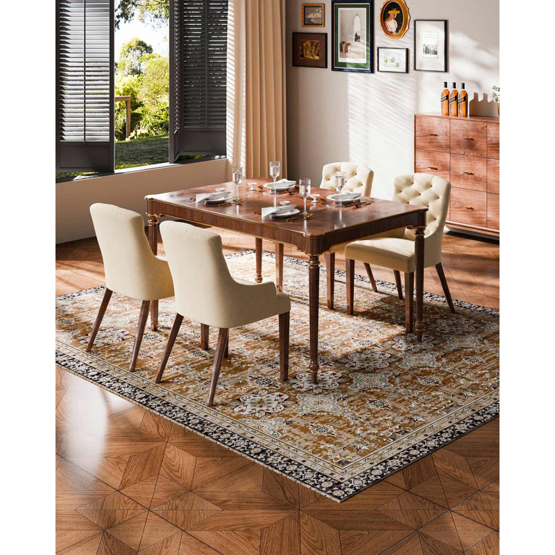 Large Area Rug Anti-Skid Tear-Resistant Floor Mat Vintage Brown Green, Rectangle 7'6" x 9'6"