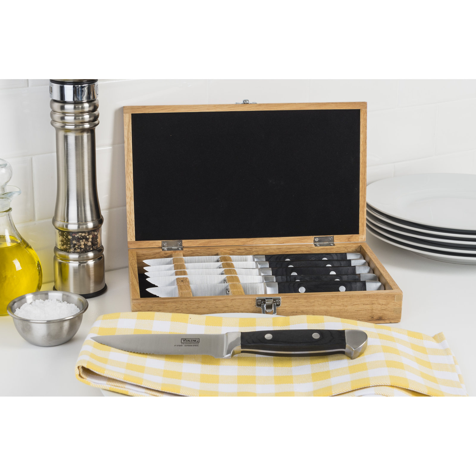 Viking 6-Piece Steakhouse Steak Knife Set, Black