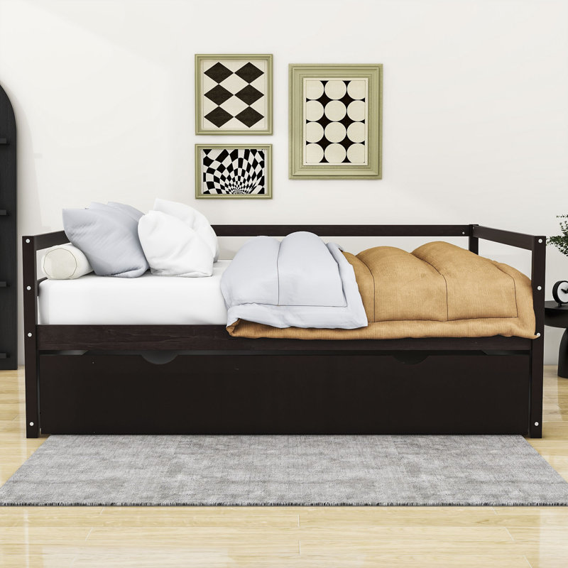 Yeimi Wood Twin Daybed with Twin Trundle, Espresso