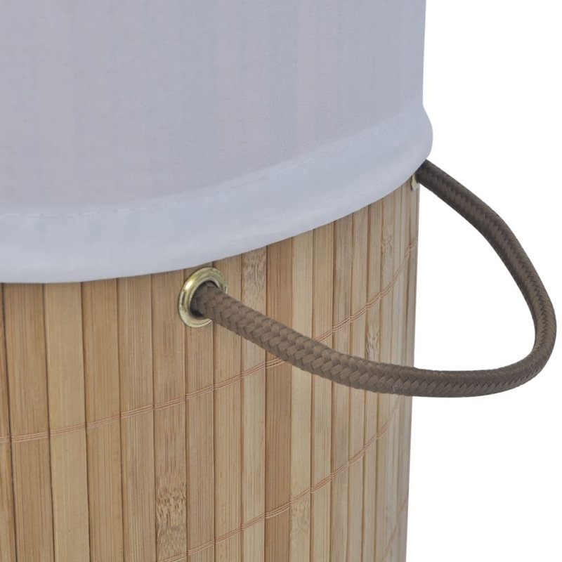 vidaXLCollapsible Laundry Basket Laundry Bin Dirty Clothes Hamper Round Bamboo, Light Brown